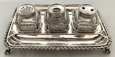 George III Silver Inkstand, Arms of Fitzgerald & Conolly. London 1769 Edward Aldridge II. 12 troy ounces.