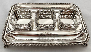 George III Silver Inkstand, Arms of Fitzgerald & Conolly. London 1769 Edward Aldridge II. 12 troy ounces.