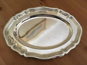 Early Victorian silver platter by Mortimer and Hunt, London 1841.  24 troy ounces