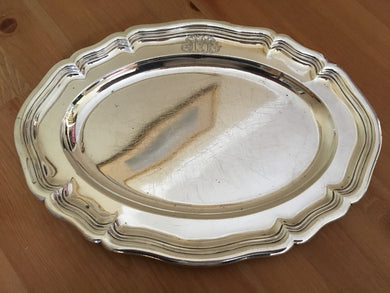 Early Victorian silver platter by Mortimer and Hunt, London 1841.  24 troy ounces