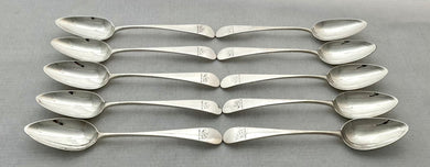 Georgian, George III, set of Ten Silver Dessert Spoons. London 1803 Thomas Oliphant. 10.5 troy ounces.