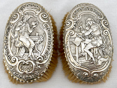 Georgian, George III, Pair of Silver Mounted Brushes. London 1809 & 1811