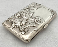 Edwardian Art Nouveau Silver Cigarette Case. London 1902 Benner Friedrich & Co. 2.5 troy ounces.