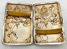 Edwardian Art Nouveau Silver Cigarette Case. London 1902 Benner Friedrich & Co. 2.5 troy ounces.