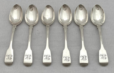 Georgian, George IV, Six Silver Teaspoons. York 1821 James Barber & William Whitwell. 4.5 troy ounces.