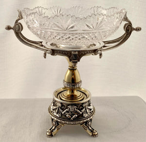 Victorian Silver Plated & Cut Glass Pedestal Dish. Elkington & Co. 1881.