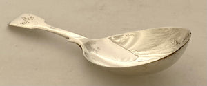 William IV Silver Caddy Spoon. London 1834 William Theobalds. 0.48 troy ounces.