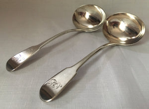 Georgian, George III, pair of silver sauce ladles. London 1816 Josiah & George Piercy. 3.79 troy ounces.