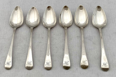 Georgian, George III, Six Silver Teaspoons. London 1808 Robert Rutland. 3.3 troy ounces.