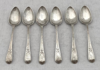 Georgian, George II, Six Silver Teaspoons. London 1793 Solomon Hougham. 2 troy ounces.