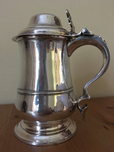 Georgian, George III, silver lidded tankard. London 1788 John Kidder. 24 troy ounces.