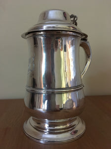 Georgian, George III, silver lidded tankard. London 1788 John Kidder. 24 troy ounces.