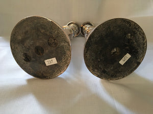 Georgian pair of Old Sheffield Plated candlesticks, circa 1820 - 1830.