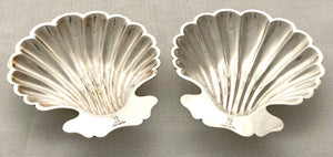 Pair of Victorian Silver Plated Butter Shells with Jester Crests. Elkington & Co. 1883/85.