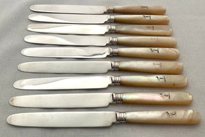 Georgian, George III, Cased Set of Eighteen Silver & Mother of Pearl Knives. Crested for Eyre. London 1803 Moses Brent.