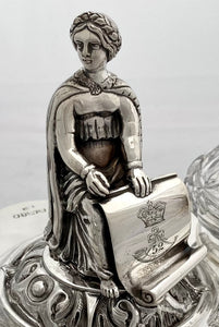 Victorian Silver Figural Inkstand: Bugle Major Alexander White, 52nd Light Infantry. Sheffield 1866 Fenton Brothers. 32 troy ounces.
