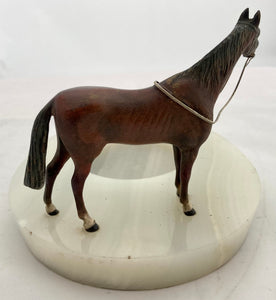 Asprey Cold Painted Bronze Horse Mounted on an Onyx Base.