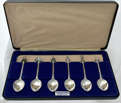 Royal Interest: A Cased Set of Sandringham Silver Plated Teaspoons with Ornate Terminals.