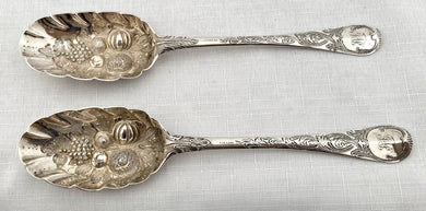 Georgian, George I, Pair of Britannia Silver Berry Spoons. London 1716. 3.5 troy ounces.