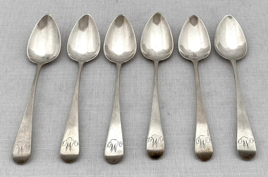 Georgian, George III, Six Silver Teaspoons. London 1804 Godbehere, Wigan & Boult. 2.5 troy ounces.