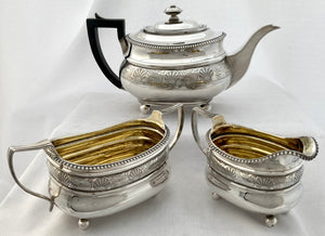 Georgian, George III, Silver Tea Set. London 1810 Solomon Hougham. 36 troy ounces.