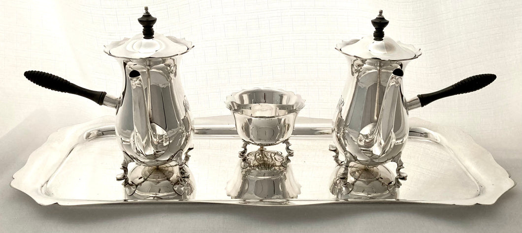 George V, Silver Plated Cafe au Lait Set with Tray. Mappin & Webb, circa 1914.