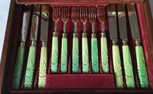 Victorian Silver & Ivory Dessert Knives & Forks for Twelve. Sheffield 1846 John Oxley.