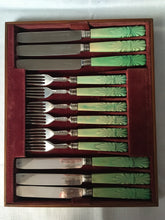 Victorian Silver & Ivory Dessert Knives & Forks for Twelve. Sheffield 1846 John Oxley.