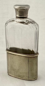Edwardian Silver Plate & Faceted Glass Hip Flask. Asprey of Bond Street.