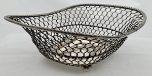 19th Century Silver Plate on Copper Wire Work Basket.