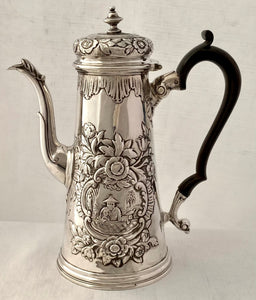 Georgian, George II, Silver Coffee Pot. London 1734 John Fossey. 22 troy ounces.