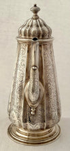 Georgian, George II, Silver Coffee Pot, Crest of Sewell. London 1735 John Fossey. 28 troy ounces.