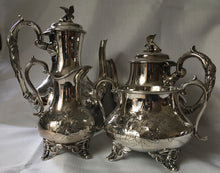 Ornate Victorian Sheffield Plated tea and coffee service, circa 1870 - 1890.