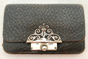 Late Victorian Silver Mounted Leather Purse. London 1900 William Amaziah Ellwick.