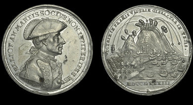 The Relief of Gibraltar 1783 by General  Eliott. White Metal Medal by J. C. Reich.