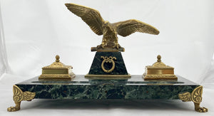 Large French Empire Style Marble, Brass & Ormolu Desk Stand, circa 1920.