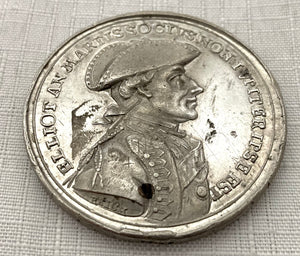 The Relief of Gibraltar 1783 by General  Eliott. White Metal Medal by J. C. Reich.