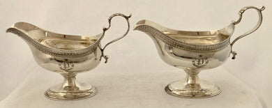George III Pair of Silver Pedestal Sauce Boats. London 1780 Thomas Liddiard. 12 troy ounces.