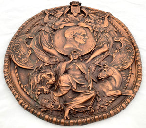 Victorian Duke of Wellington Electrotype Copper Relief Plaque. Elkington, circa 1853.