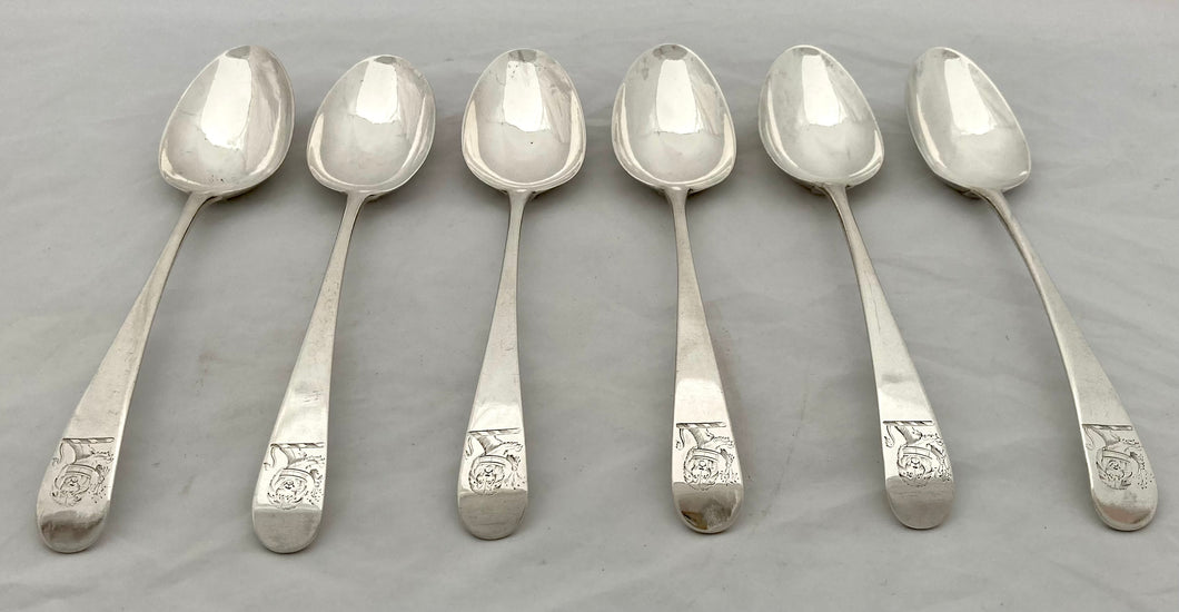 Georgian, George III, Six Silver Tablespoons. London 1783 John Lambe. 12.8 troy ounces.