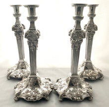 Georgian, George III, set of Four Old Sheffield Plate Candlesticks, circa 1770.