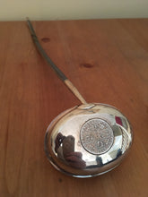 Georgian white metal toddy ladle, inset with George III silver shilling dated 1787.