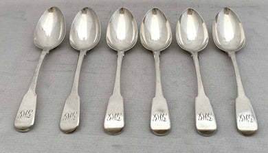 Georgian, George III, Set of Six Silver Tablespoons. London 1820 Solomon Royes. 15.4 troy ounces.