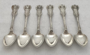 Victorian Set of Six Scottish Silver Queens Pattern Teaspoons. Glasgow 1853 Alexander Coghill. 5 troy ounces.
