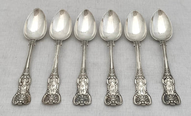 Victorian Set of Six Scottish Silver Queens Pattern Teaspoons. Glasgow 1853 Alexander Coghill. 5 troy ounces.