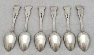 Victorian Set of Six Scottish Silver Queens Pattern Teaspoons. Glasgow 1853 Alexander Coghill. 5 troy ounces.