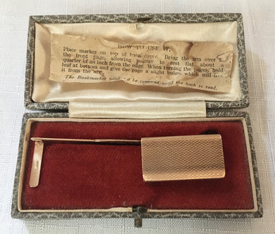 Asprey 9 carat gold cased page marker. London 1929 Asprey & Co. Ltd. 7.3 grams.