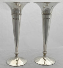 Edwardian Pair of Silver Trumpet Vases. Sheffield 1901 Joseph Rodgers & Sons.