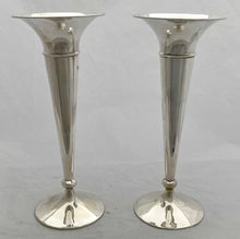 Edwardian Pair of Silver Trumpet Vases. Sheffield 1901 Joseph Rodgers & Sons.