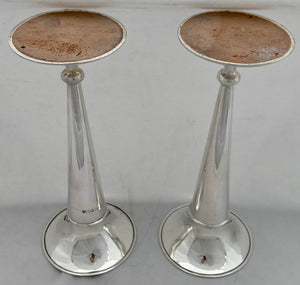 Edwardian Pair of Silver Trumpet Vases. Sheffield 1901 Joseph Rodgers & Sons.